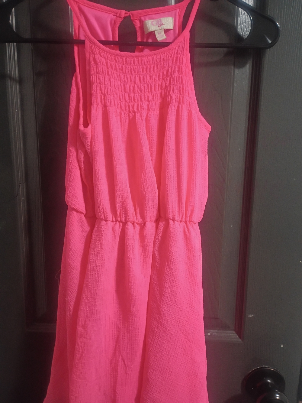 GB girls Hot Pink Sleeveless Smocked Bodice Casual Dress